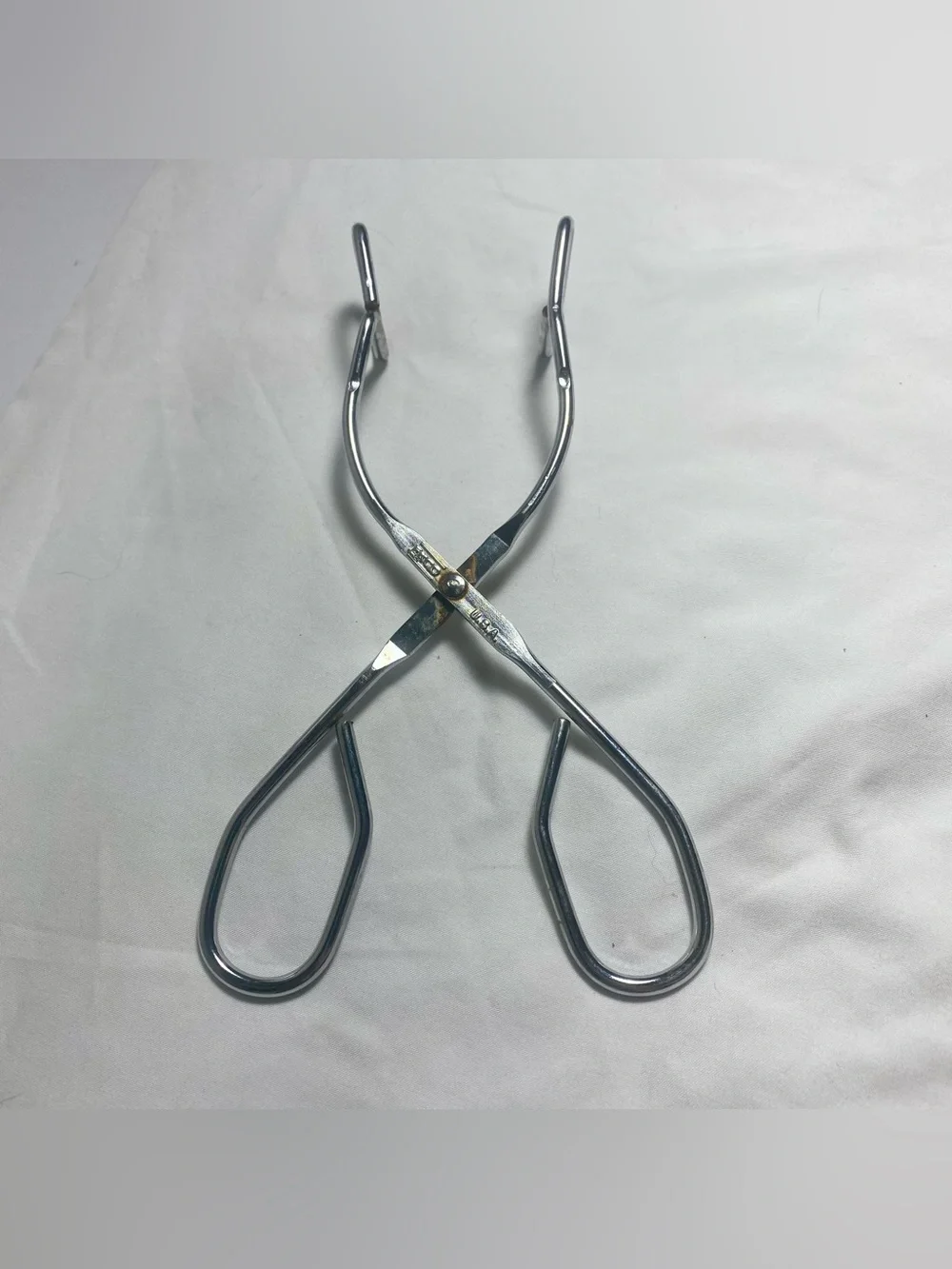 VTG Ekco Kitchen Tongs Stainless Metal Scissor Style Gripping Made In USA